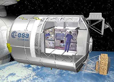 Ilustraci�n del Columbus cuando est� acomplado a la Estaci�n Internacional y se encuentre en operaci�n. Foto: Agencia Espacial Europea