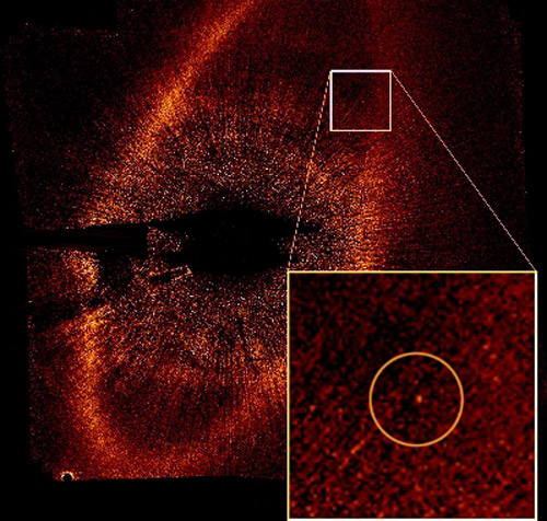 Sistema de Fomalhaut tomada por el Hubble. En el recuadro, el planeta Fomalhaut b. Foto:Paul Kalas 