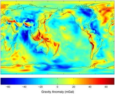 Mapa de los campos de gravedad de la Tierra y sus anomal�as