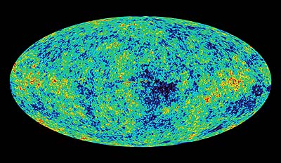 Mapa de anisotrop�as de la radiaci�n de fondo de microondas obtenida por el sat�lite WMAP.