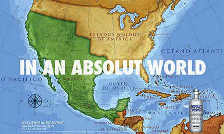 El mapa de la discordia inclu�do por la empresa Vin&Sprit (V&S) que comercializa el vodka Absolut