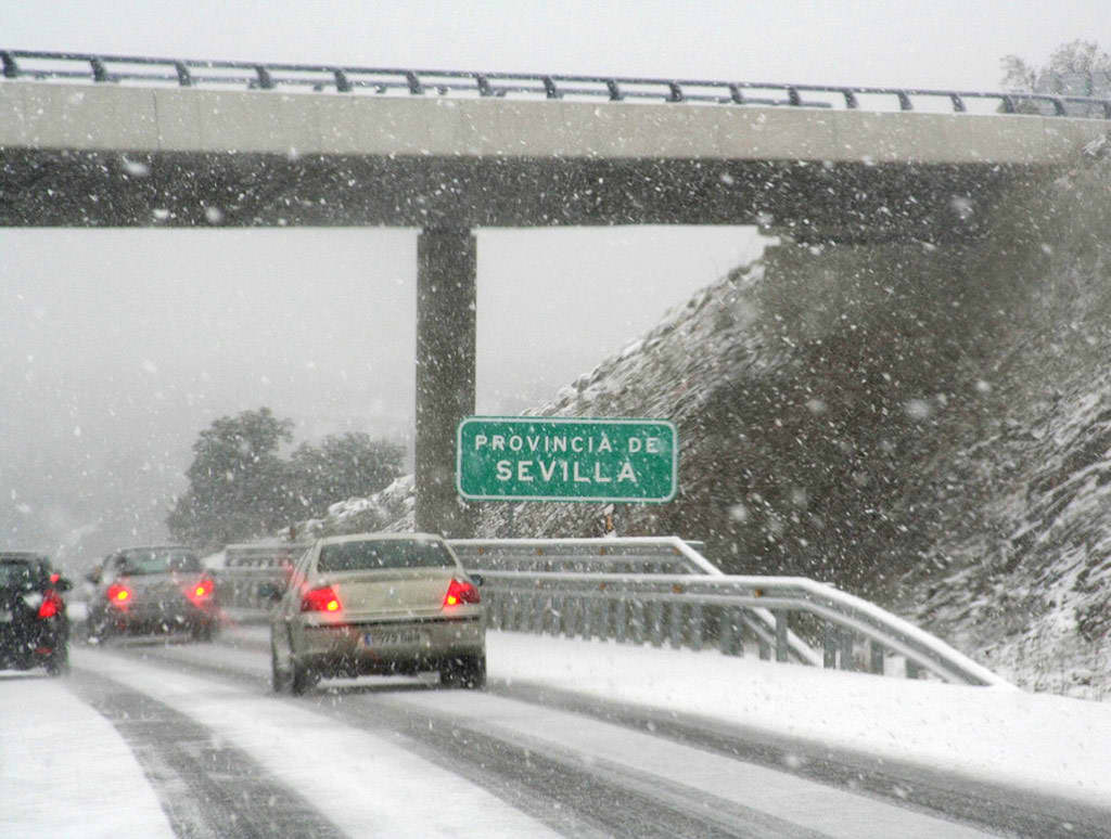 La nieve hizo su aparici�n en Sevilla capital tras m�s de 50 a�os desde la �ltima nevada.