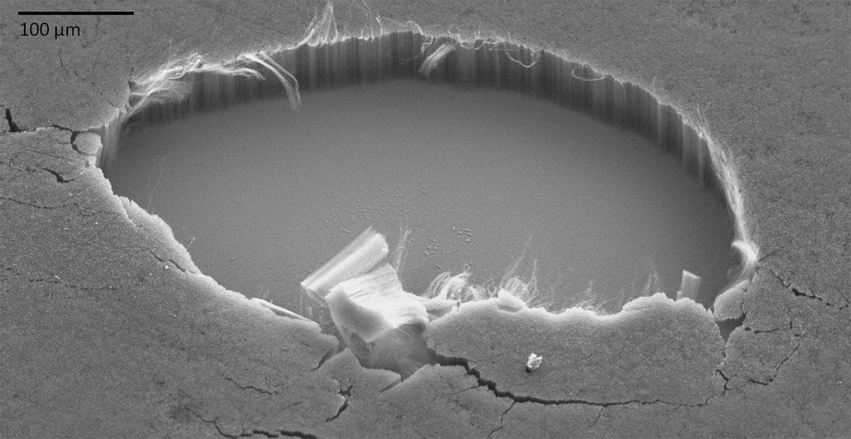 Estructura interna de la cubierta de nanotubos de carbono que absorbe cerca del 99% de la luz ultravioleta, visible, infrarroja, que incide en ella. Foto: Stephanie Getty