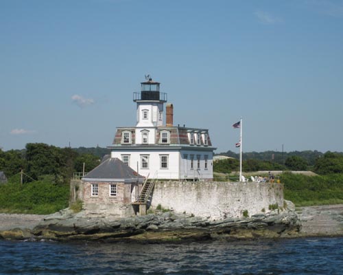 Faro en Rose Island, Rhode Island, Estados Unidos, todav�a operacional y de propiedad privada