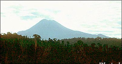 Al parecer este volc�n ha crecido en el borde de una caldera anterior ha juzgar por la foto anterior, en esta en cambio se aprecia el cono sim�trico y lo que podr�an ser las ruinas de la caldera anterior en sus faldas.
